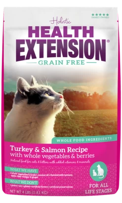 Health Extension Grain Free Turkey & Salmon Recipe Dry Cat Food, 4-lb (**)