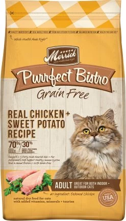 Merrick Cat Grain-Free Purrfect Bistro Real Chicken & Sweet Potato Recipe Adult Dry Cat Food, 4-lb