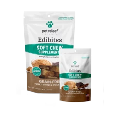 Pet Releaf Edibites Peanut Butter & Carob Soft Chew Grain-Free Dog Treats, 7.5-oz