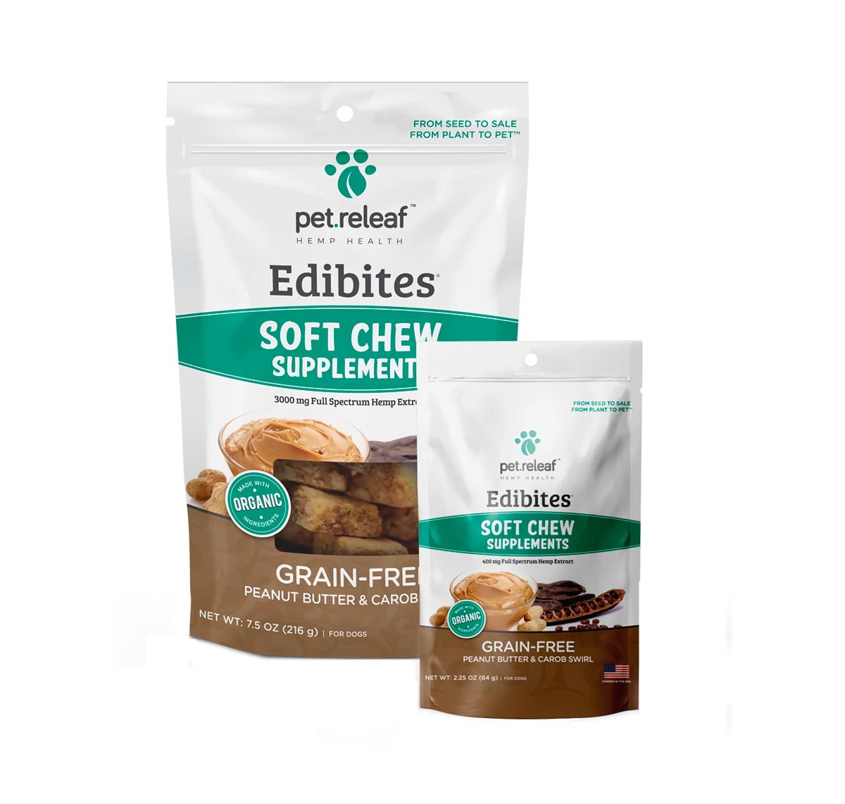 Pet Releaf Edibites Peanut Butter & Carob Soft Chew Grain-Free Dog Treats, 7.5-oz