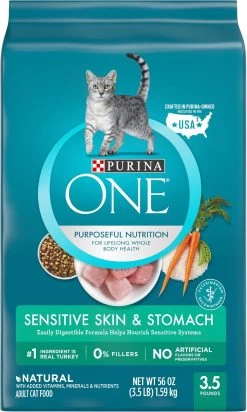 Purina ONE Sensitive Skin & Stomach Dry Cat Food, 16-lb