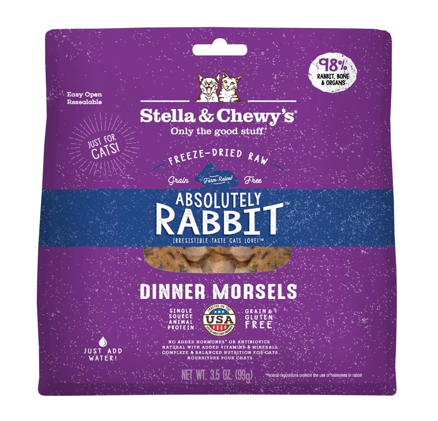 Stella & Chewy's Absolutely Rabbit Dinner Morsels Raw Freeze-Dried Cat Food, 3.5-oz