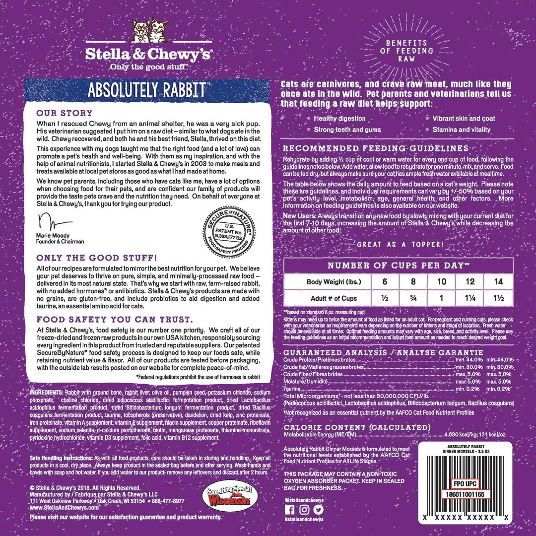 Stella & Chewy's Absolutely Rabbit Dinner Morsels Raw Freeze-Dried Cat Food, 3.5-oz - Image 3