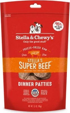 Stella & Chewy's Stella's Super Beef Dinner Patties Grain-Free Freeze-Dried Dog Food, 5.5-oz