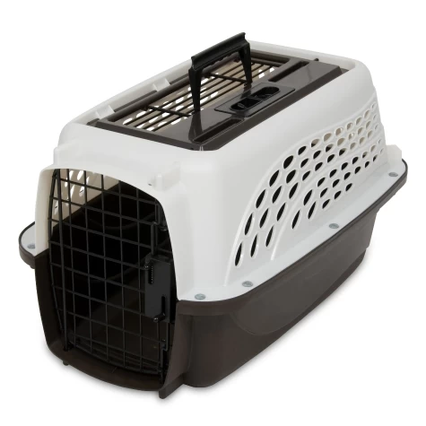 Petmate 2 Door Top Load Kennel, Pearl White/Coffee Grounds, 19-in