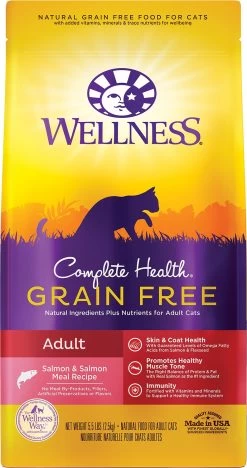 Wellness Complete Health Grain-Free Adult Salmon Dry Cat Food, 5.5-lb (**)